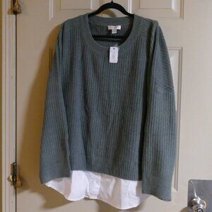 CJ BANKS Ribbed Plus Size Two Fer NWT